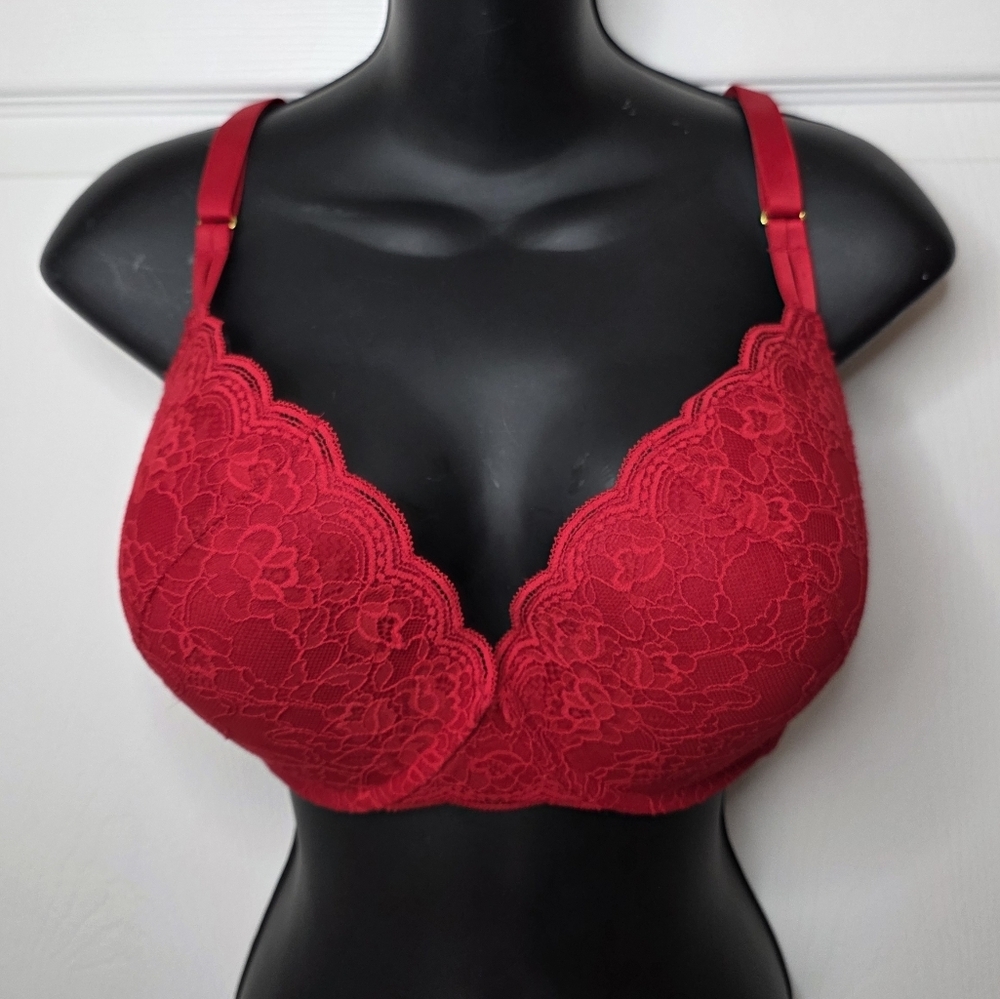 JOYSPUN Women's Red Lace Push Up Bra